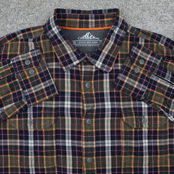 Croft & Barrow Quick Dry Flannel Shirt Adult XL Green/Blue/Orange L/S Stretch - Picture 1 of 12